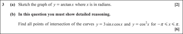 Question 3b from Maths B paper 1 in 2022 where students must solve a pair of complex trigonometric equations simultaneously.