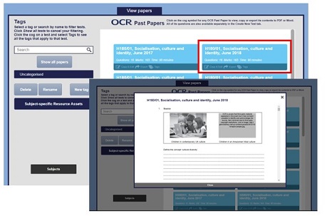 ExamBuilder screenshot showing past papers